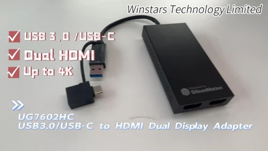 USB3.0 USB-C a HDMI Dual Display Adapter Hub Docking Station